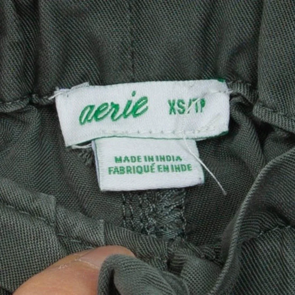 Aerie‎ Womens Paperbag Shorts Size XS Green Lyocell Tie Waist Casual Lightweight